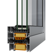 Secțiune transversală printr-un profil de aluminiu Alumil SUPREME S91, pentru fereastră și ușă.