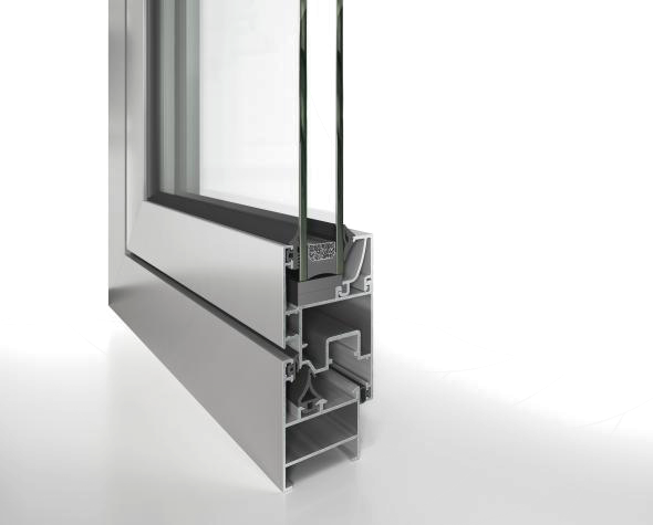Secțiune transversală printr-un profil de aluminiu Etem E1000, pentru fereastră și ușă.